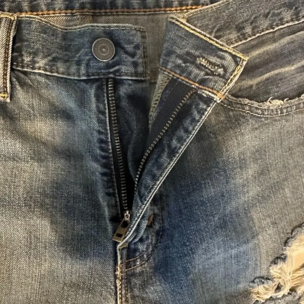 Levi's Distressed Jeans Mens Size 33x32 Blue Medium Wash Straight Leg Denim
